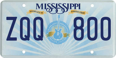 MS license plate ZQQ800