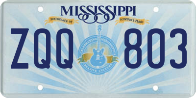 MS license plate ZQQ803
