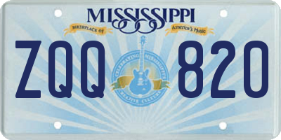 MS license plate ZQQ820