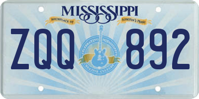 MS license plate ZQQ892
