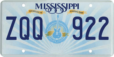 MS license plate ZQQ922