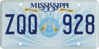 MS license plate ZQQ928