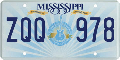 MS license plate ZQQ978