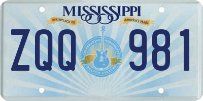 MS license plate ZQQ981
