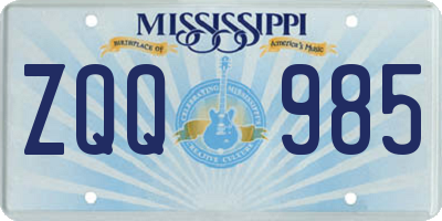 MS license plate ZQQ985