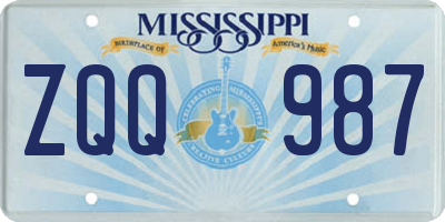 MS license plate ZQQ987