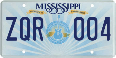 MS license plate ZQR004