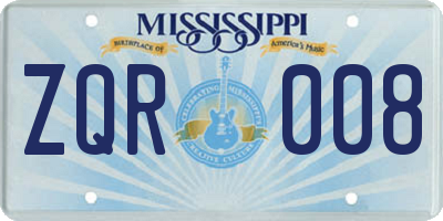 MS license plate ZQR008