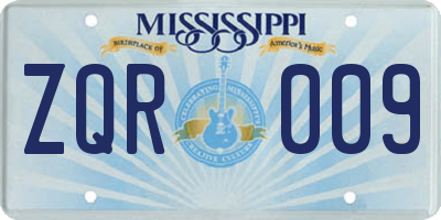 MS license plate ZQR009