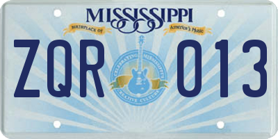 MS license plate ZQR013