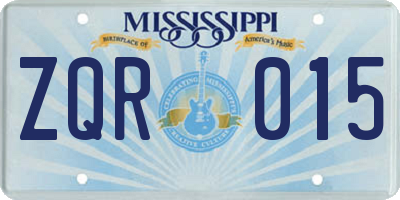 MS license plate ZQR015