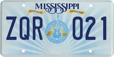 MS license plate ZQR021