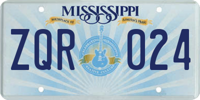 MS license plate ZQR024