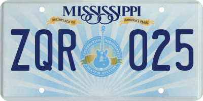 MS license plate ZQR025