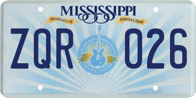 MS license plate ZQR026