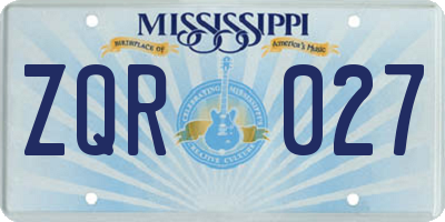 MS license plate ZQR027