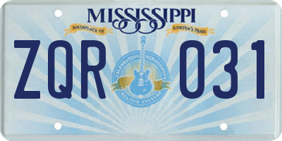 MS license plate ZQR031
