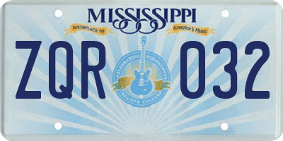 MS license plate ZQR032