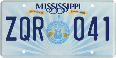 MS license plate ZQR041