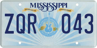 MS license plate ZQR043