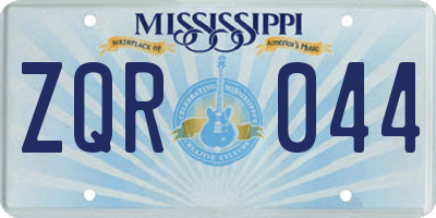 MS license plate ZQR044