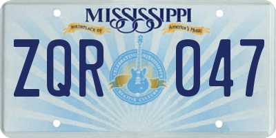 MS license plate ZQR047