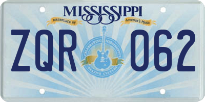 MS license plate ZQR062