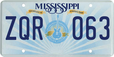 MS license plate ZQR063