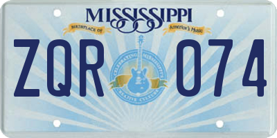 MS license plate ZQR074