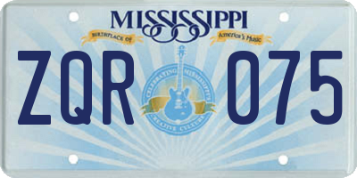 MS license plate ZQR075