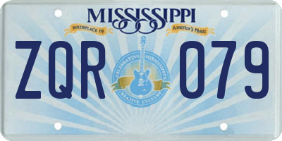 MS license plate ZQR079