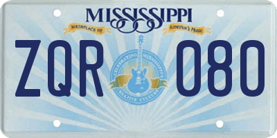 MS license plate ZQR080