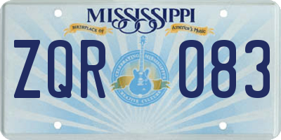MS license plate ZQR083