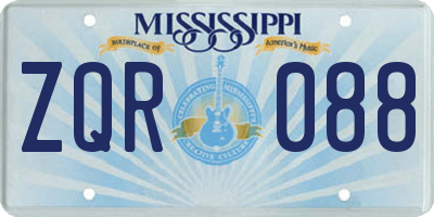 MS license plate ZQR088