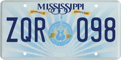 MS license plate ZQR098