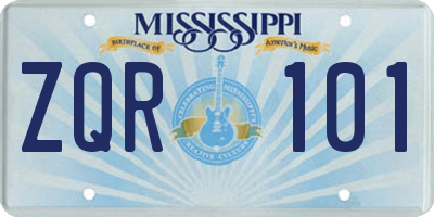 MS license plate ZQR101