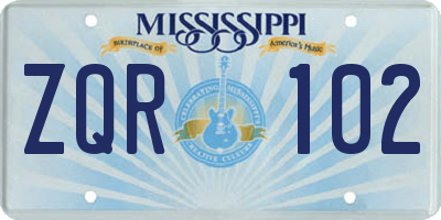 MS license plate ZQR102