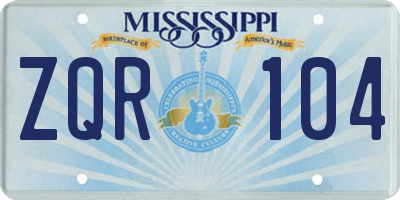 MS license plate ZQR104