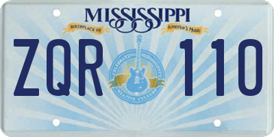 MS license plate ZQR110