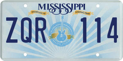 MS license plate ZQR114