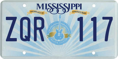 MS license plate ZQR117