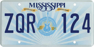 MS license plate ZQR124