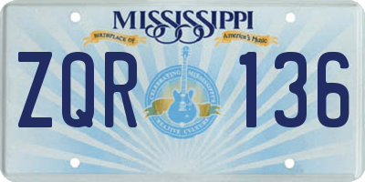 MS license plate ZQR136