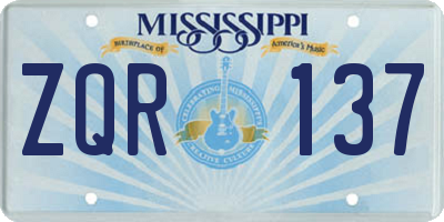 MS license plate ZQR137