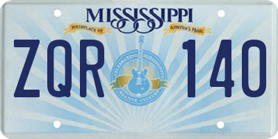 MS license plate ZQR140