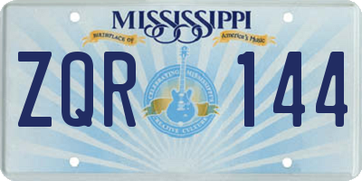MS license plate ZQR144