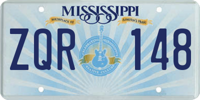 MS license plate ZQR148
