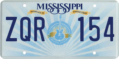 MS license plate ZQR154