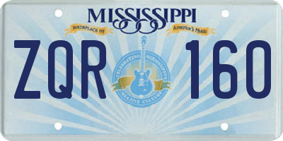 MS license plate ZQR160