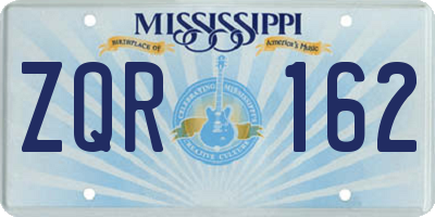 MS license plate ZQR162